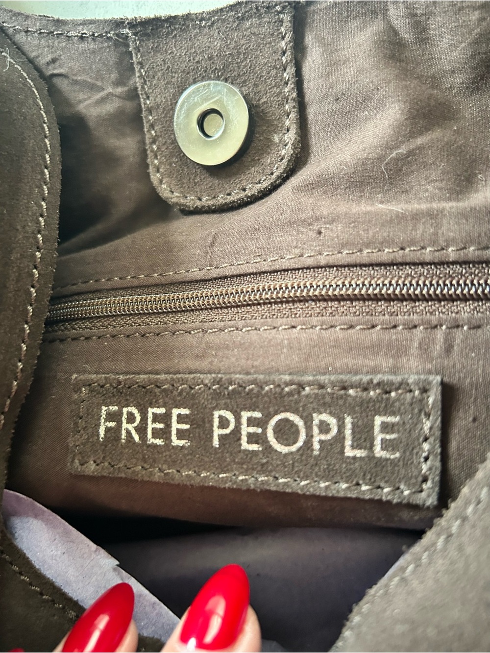 NWT Free People Rori Suede Tote Hobo Shoulder Bag in Espresso - Picture 16 of 16